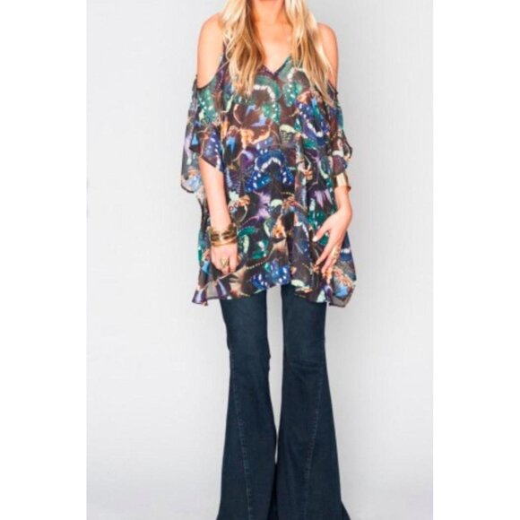 Show Me Your Mumu Peta Boo Beautyfly Tunic Size Small Butterflies Boho Cutout - Picture 8 of 8